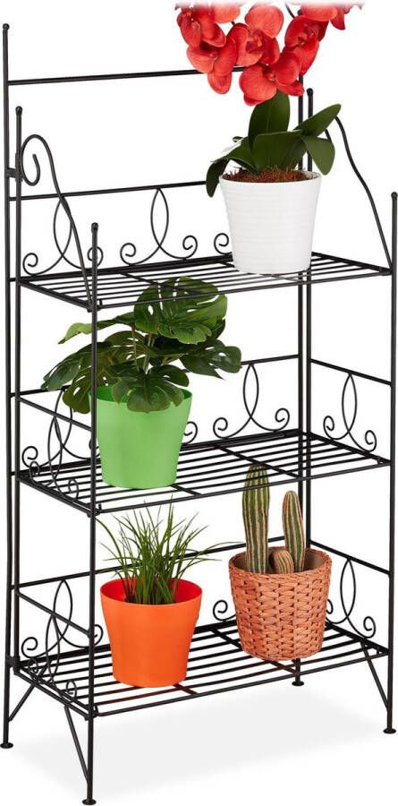Relaxdays plantenrek inklapbaar bloemenrek plantenstandaard metalen rek decoratie