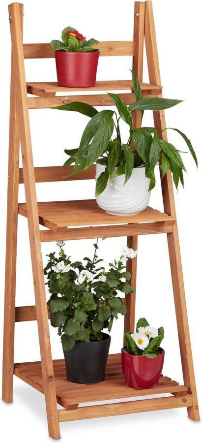 Relaxdays plantenrek L trapvormig hout plantentrap plantenstandaard binnen