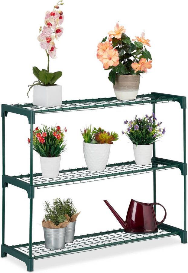 Relaxdays plantenrek met 3 etages plantenstandaard bloemenrek bloemenstandaard rek