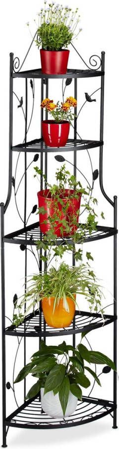 Relaxdays plantenrek metaal 5 etages zwart plantenstandaard plantentrap groot