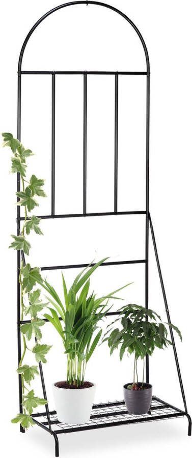 Relaxdays plantenrek plantensteun vrijstaand rankhulp 200 cm hoog metaal zwart