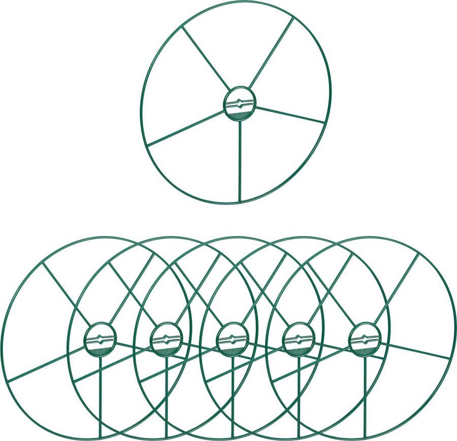 Relaxdays plantenring set van 6 plantensteun 39 cm kunststof rond donkergroen