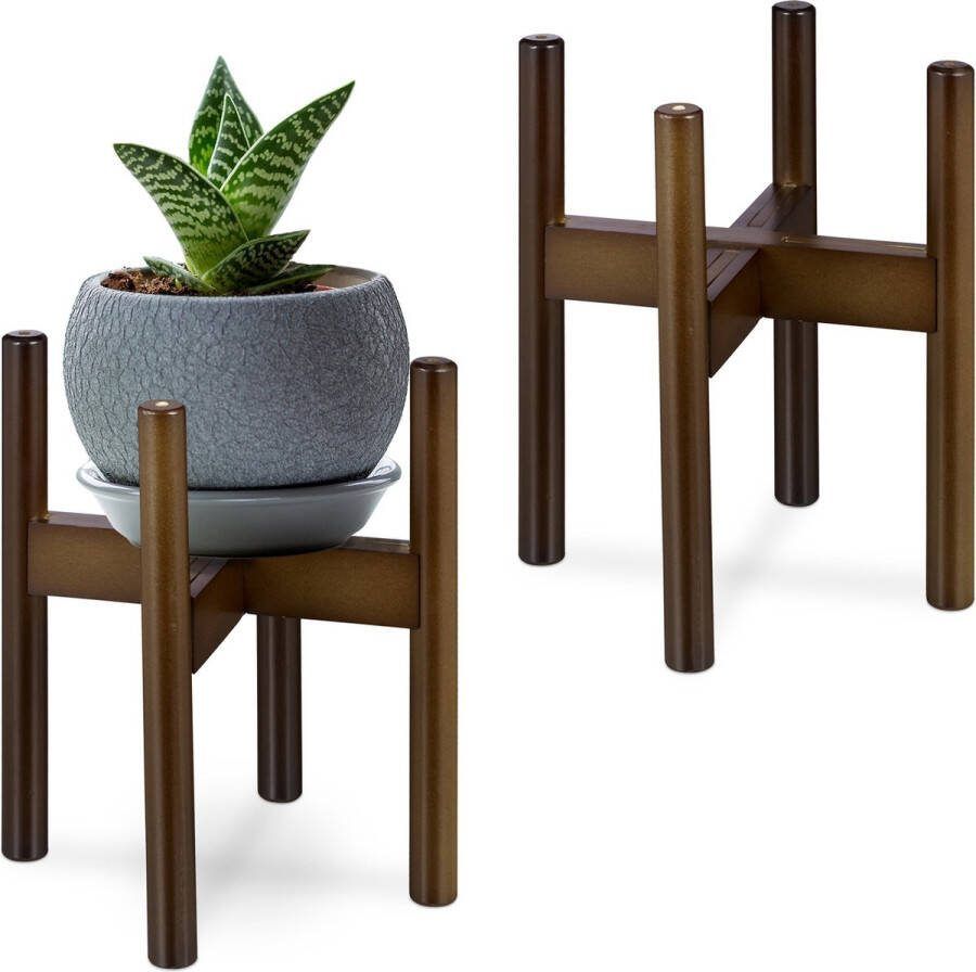 Relaxdays plantenstandaard 2 stuks bloemenstandaard verstelbaar plantenhouder op poten