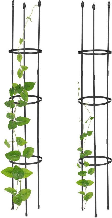 Relaxdays plantensteun 120 cm set van 2 klimplantensteun staal & kunststof rond
