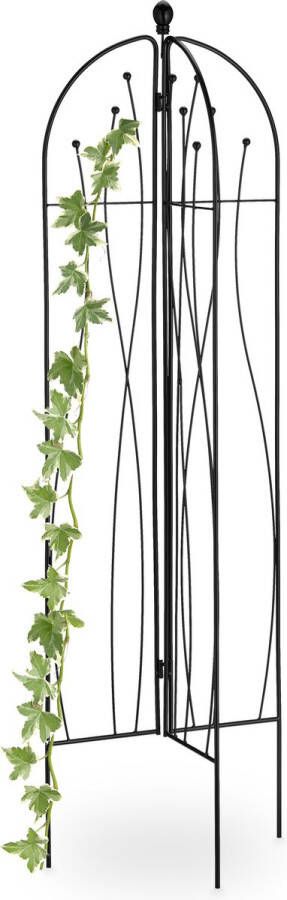 Relaxdays plantensteun 3-delig klimplantensteun 148 cm metaal vrijstaand zwart