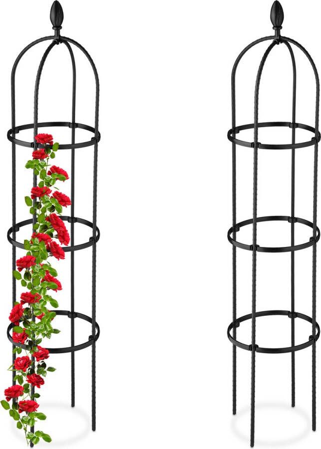 Relaxdays plantensteun klimplanten 130 cm set van 2 metalen klimplantensteun hoog