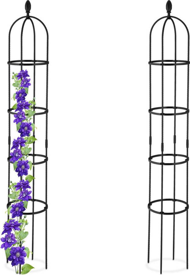 Relaxdays plantensteun klimplanten rankhulp 190 cm set van 2 klimplantensteun staal