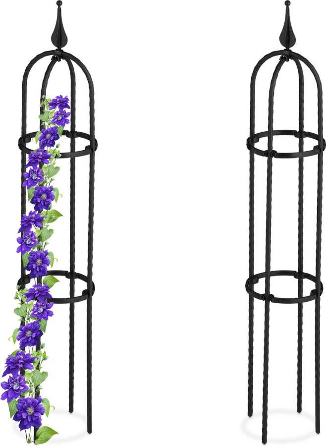 Relaxdays plantensteun metaal set van 2 klimplantensteun tuin rankhulp 85 cm