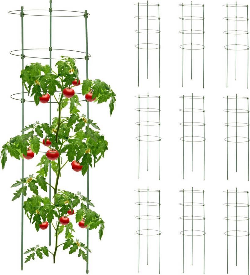 Relaxdays plantensteun set van 10 90 cm hoog klimsteun rozen en tomaten groen