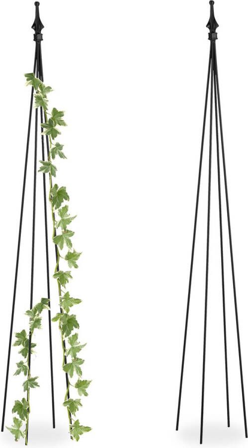 Relaxdays plantensteun set van 2 rankhulp 120 cm hoog klimplanten metaal zwart