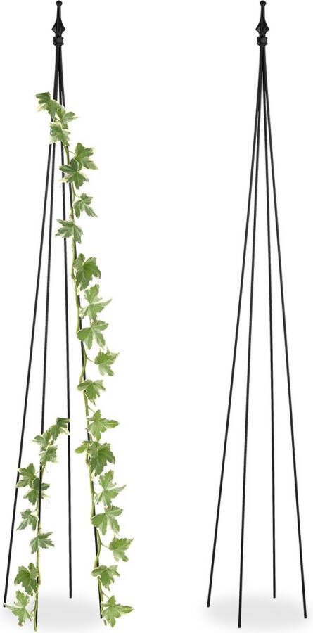 Relaxdays plantensteun set van 2 rankhulp 150 cm hoog klimplanten ijzer zwart