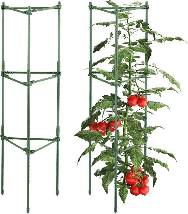 Relaxdays plantensteun set van 2 rankhulp 92 cm staal & kunststof driehoekig