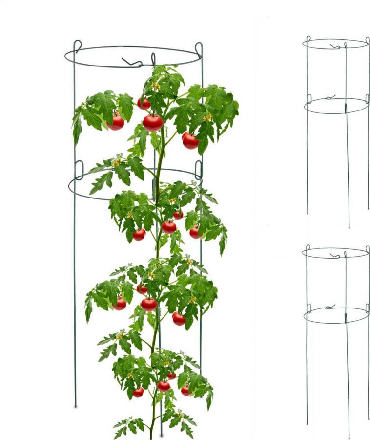 Relaxdays plantensteun set van 3 rond 76 cm klimsteun planten tuin tomaten