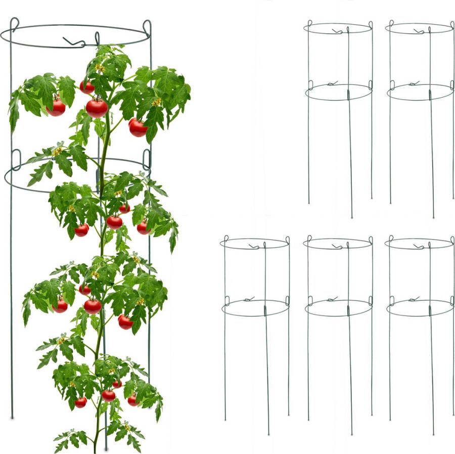Relaxdays plantensteun set van 6 ronde plantengeleider klimplantensteun metaal rozen