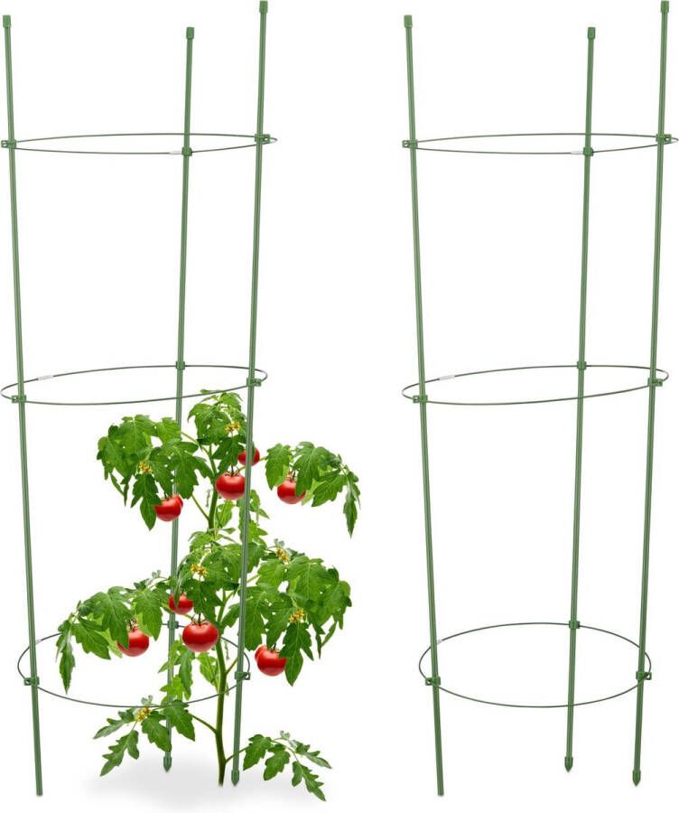 Relaxdays plantensteun tomaten set 2 stuks klimplantensteun rankhulp tomatentoren