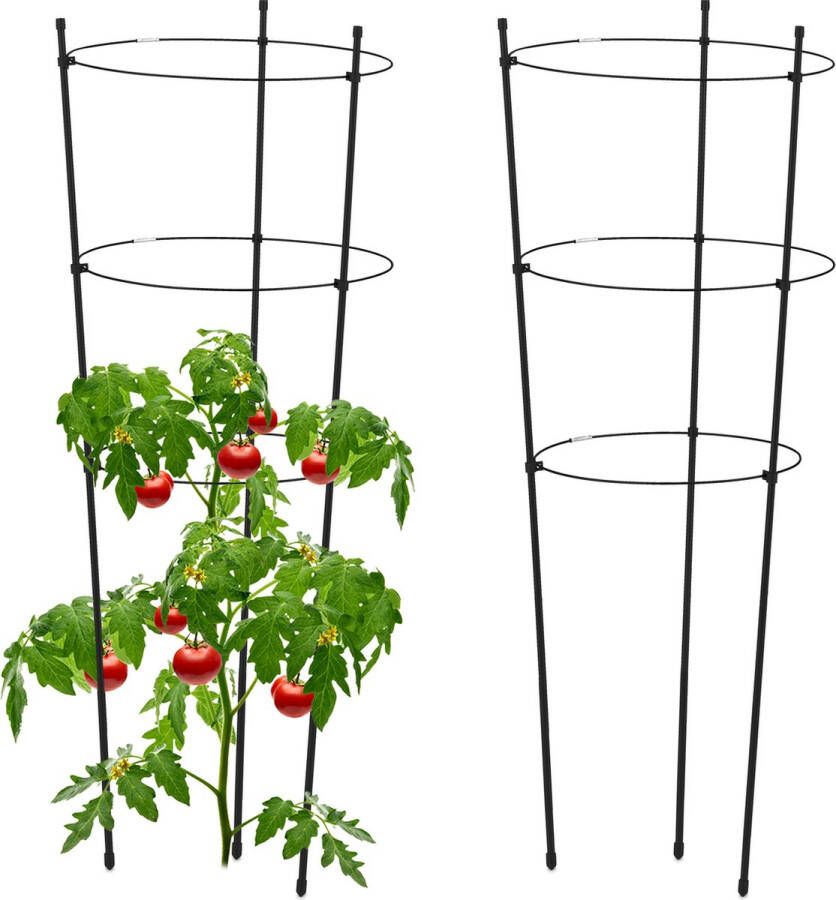 Relaxdays plantensteun tomaten set van 2 ronde klimplantensteun klimplantenrek tuin