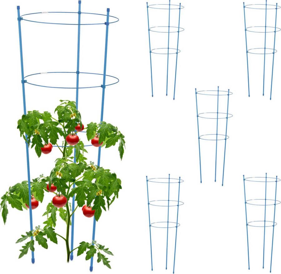 Relaxdays plantensteun tomaten set van 6 plantenklimrek metaal klimplantensteun rond