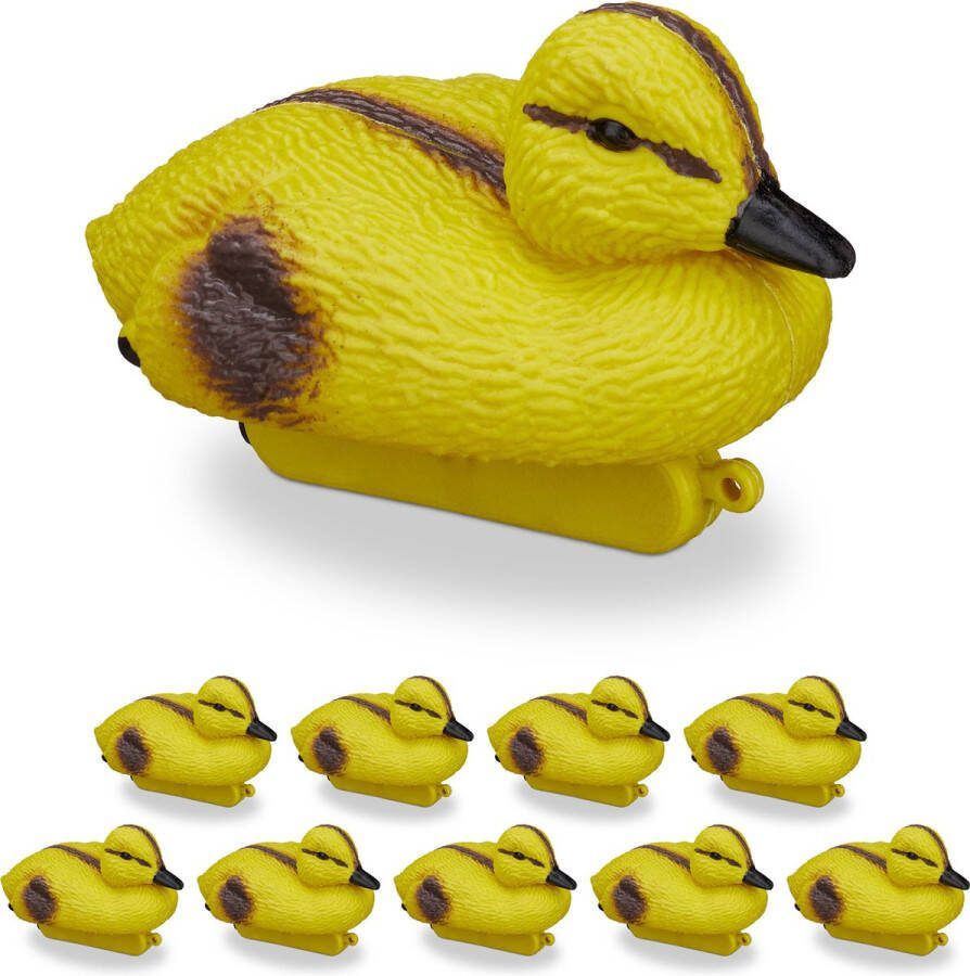 Relaxdays plastic eendjes set van 10 vijver decoratie vijvereend tuin decoratie eend