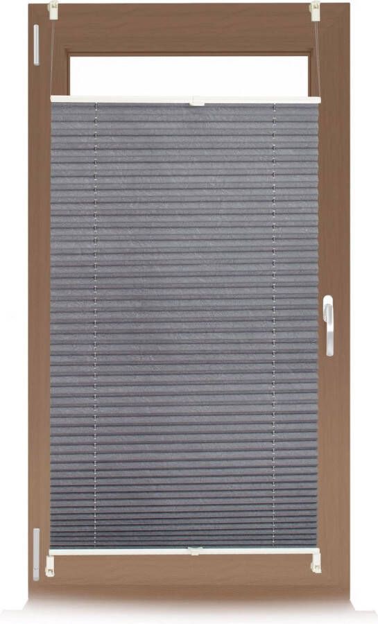 Relaxdays Plissegordijn grijs zonder boren plisséjaloezie klemsteun- raambekleding 90x210cm