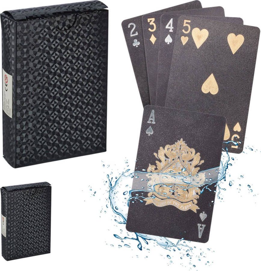 Relaxdays pokerkaarten 2 decks poker speelkaarten waterbestendig kaartspel zwart