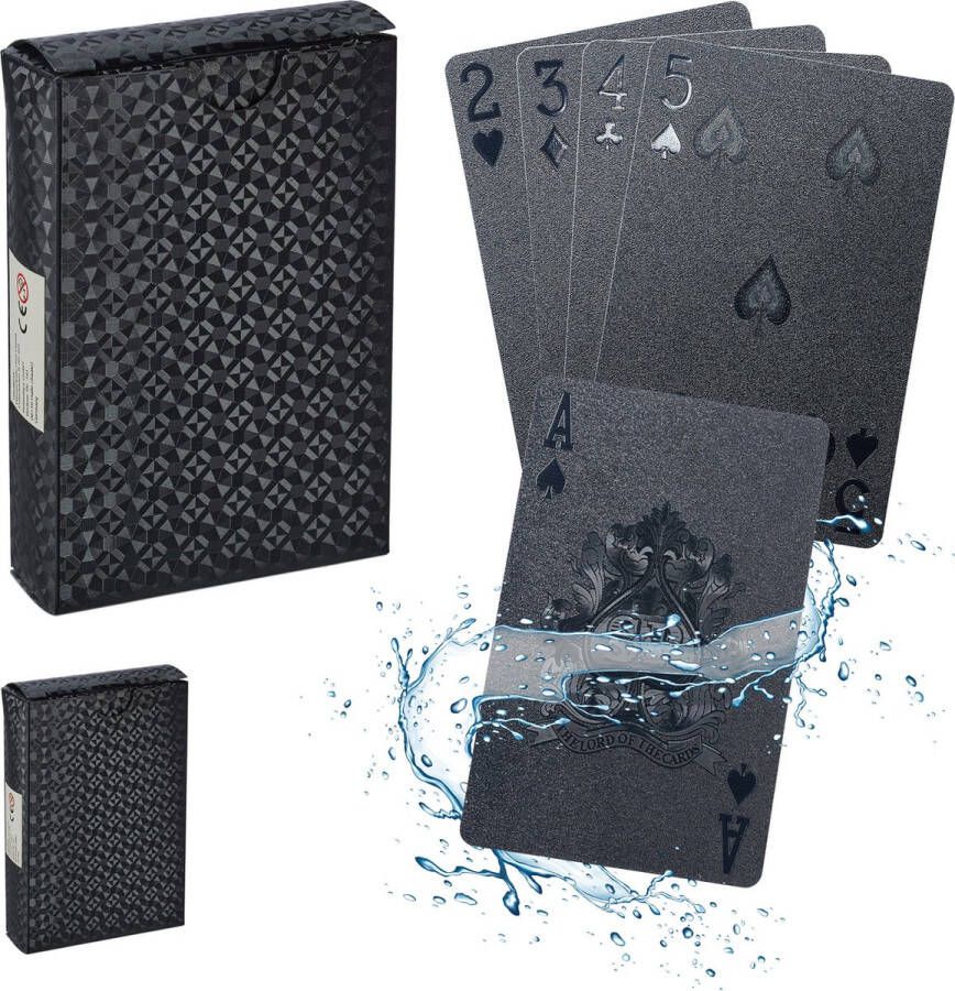 Relaxdays pokerkaarten 2 decks speelkaarten waterbestendig kaartspel poker zwart