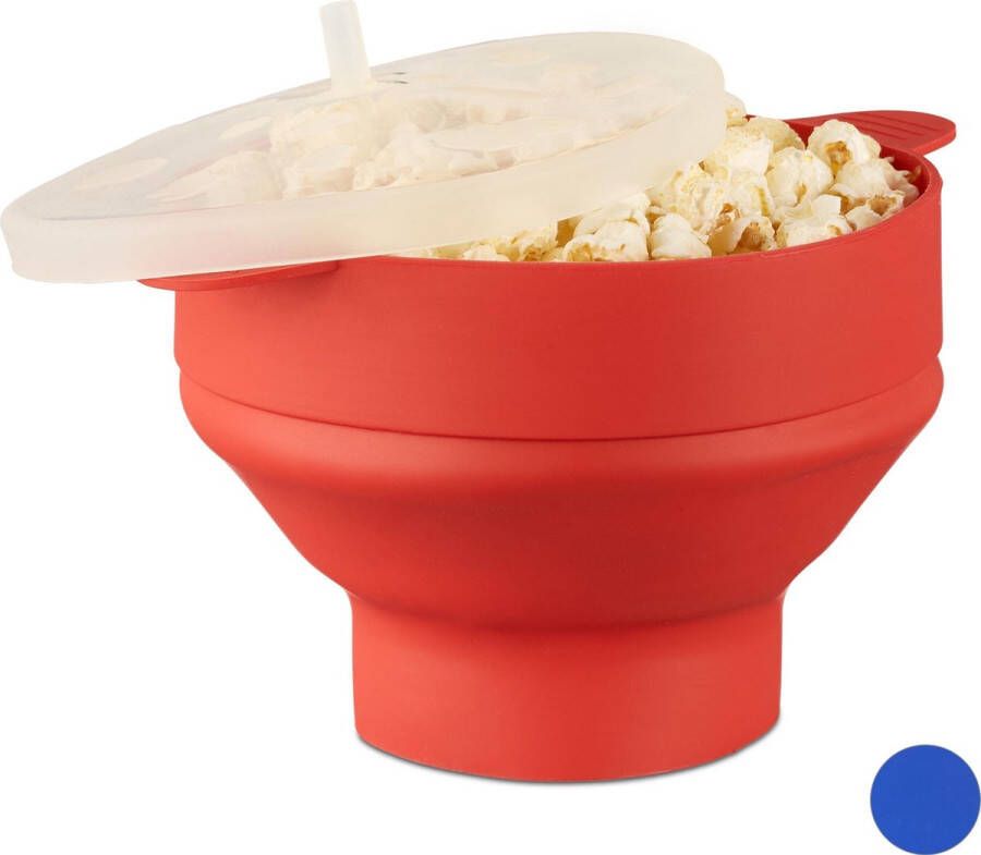 Relaxdays popcorn maker silicone voor magnetron popcorn popper opvouwbaar silicoon rood