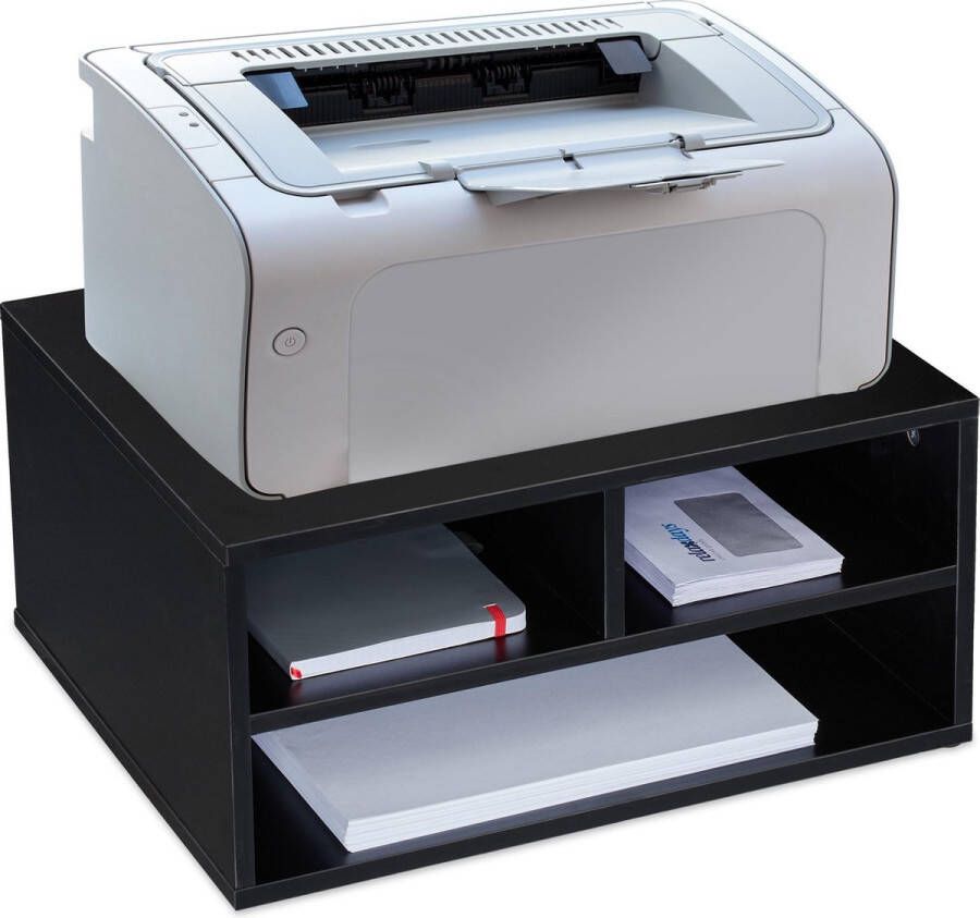 Relaxdays Printerkastje bureau printerstandaard printermeubel printertafel zwart