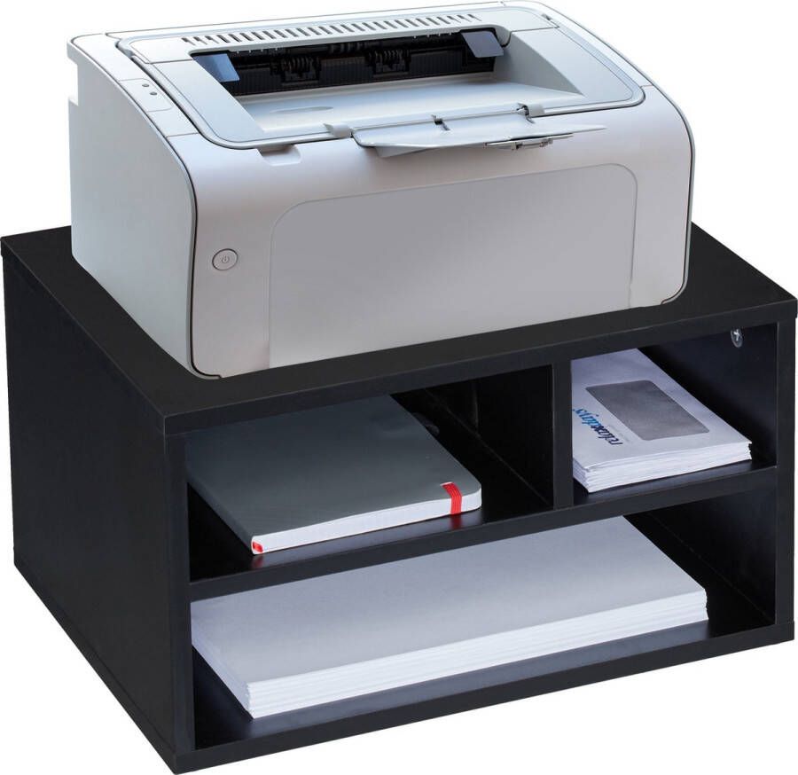 Relaxdays Printerkastje bureau printerstandaard zwart printertafel printermeubel