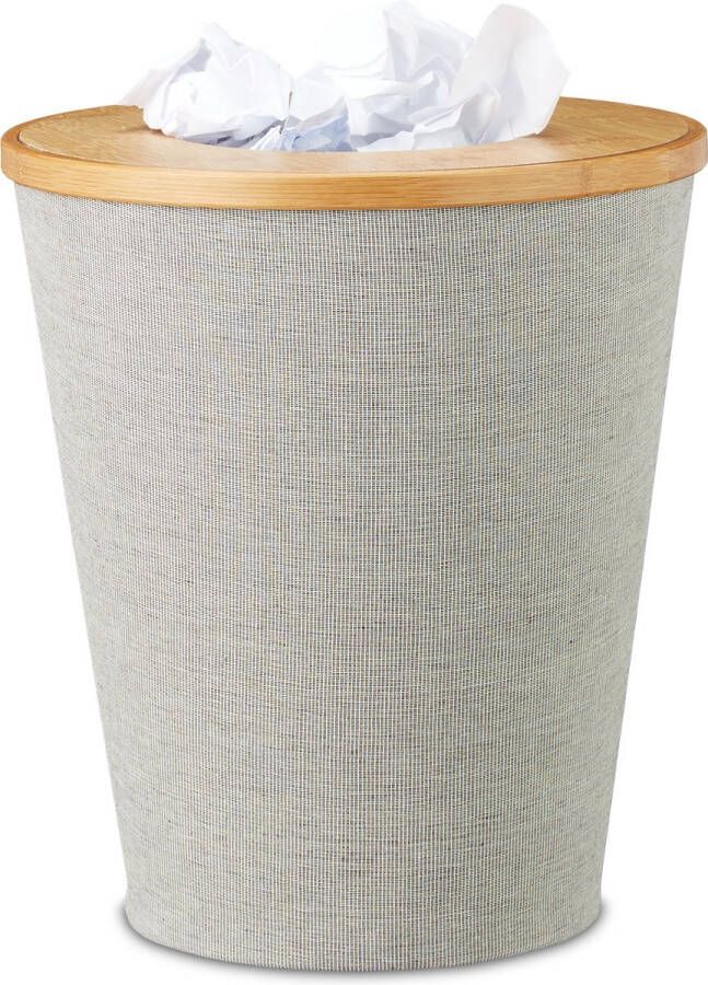 Relaxdays prullenmand bamboe prullenbak met binnenemmer houten afvalmand 35 cm hoog