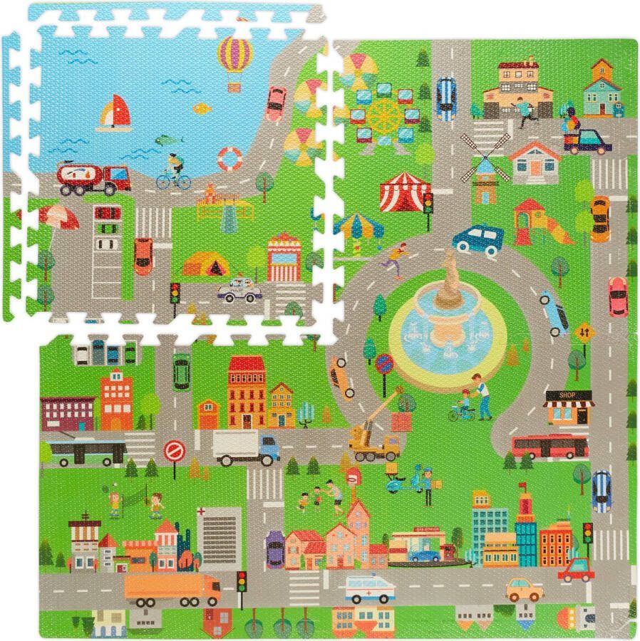 Relaxdays puzzel speelmat verkeer zachte puzzelmat auto foam speeltegels kinderen