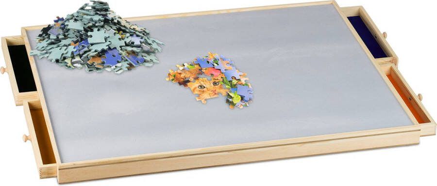 Relaxdays puzzelbord voor 1000 stukjes puzzelplaat met 4 lades legpuzzel onderlegger