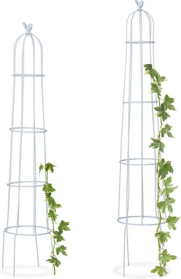 Relaxdays rankhulp set van 2 stuks obelisk plantensteun plantenklimrek metaal B