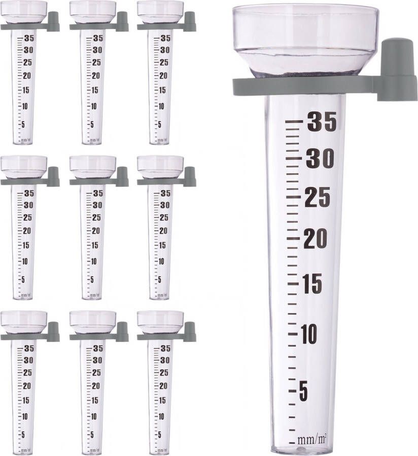 Relaxdays regenmeter set van 10 pluviometer tuin grote cijfers 35mm kunststof