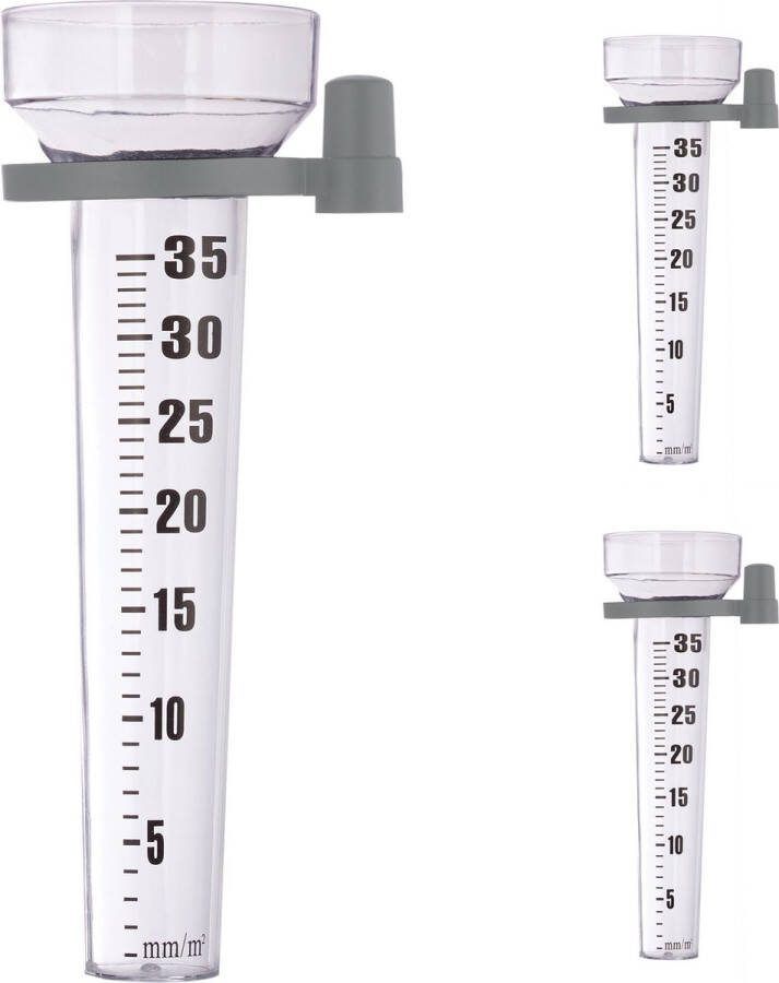 Relaxdays regenmeter set van 3 pluviometer met houder 35 mm m² neerslagmeter tuin