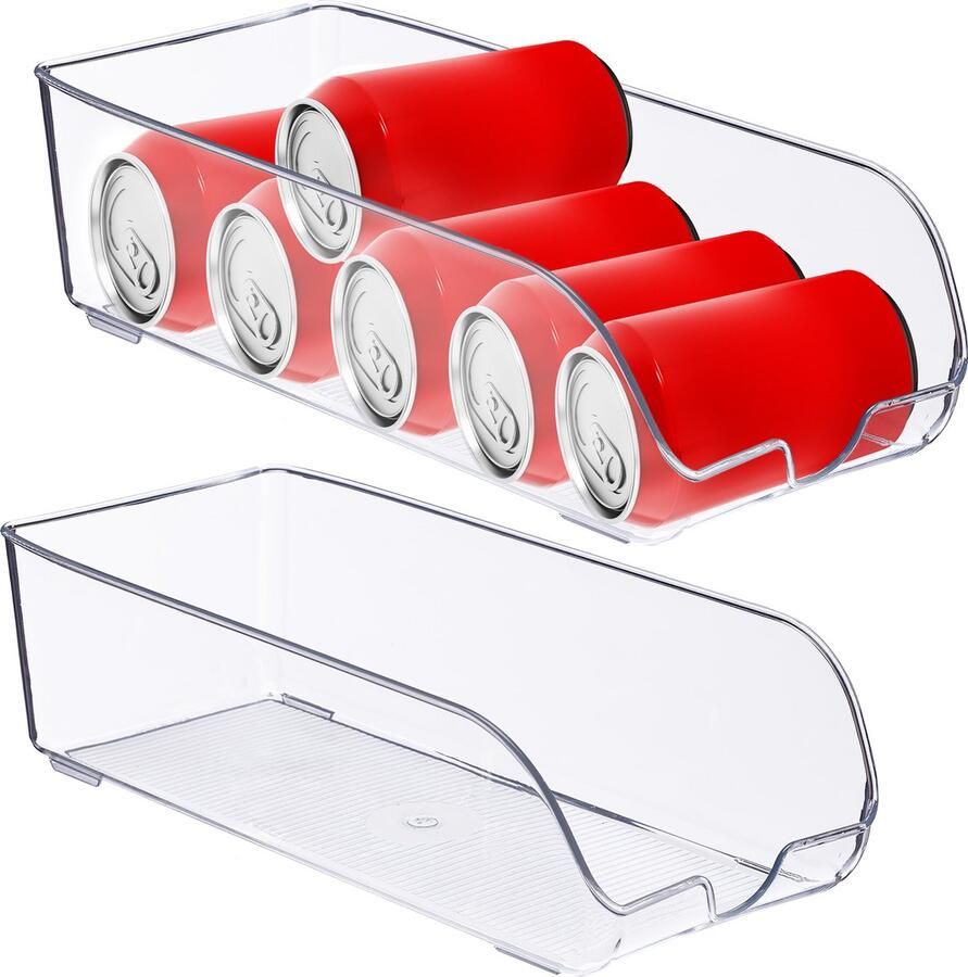 Relaxdays 2x koelkast organizer plastic keuken organizer opbergbak transparant