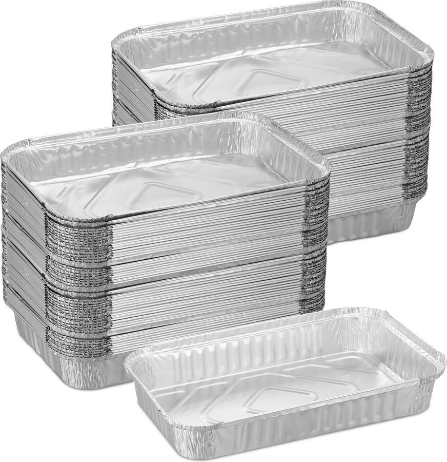 Relaxdays aluminium bakjes bbq set van 100 31x21 cm alu bakjes rechthoekig lekbak