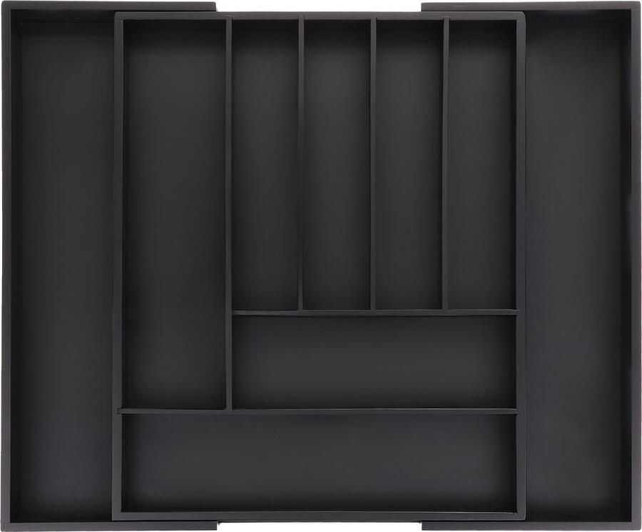 Relaxdays bestekbak uitschuifbaar 7 9 vakken zwart lade organizer bestekcassette
