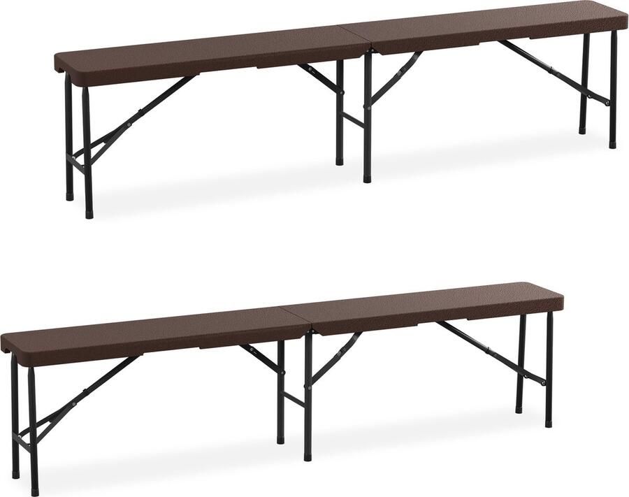 Relaxdays bierbank opvouwbare bank campingbank partytent bank 180 cm set van 2 bruin