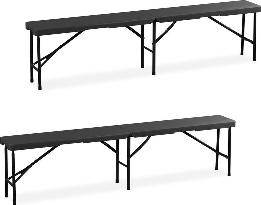 Relaxdays bierbank opvouwbare bank campingbank partytent bank 180 cm set van 2 grijs