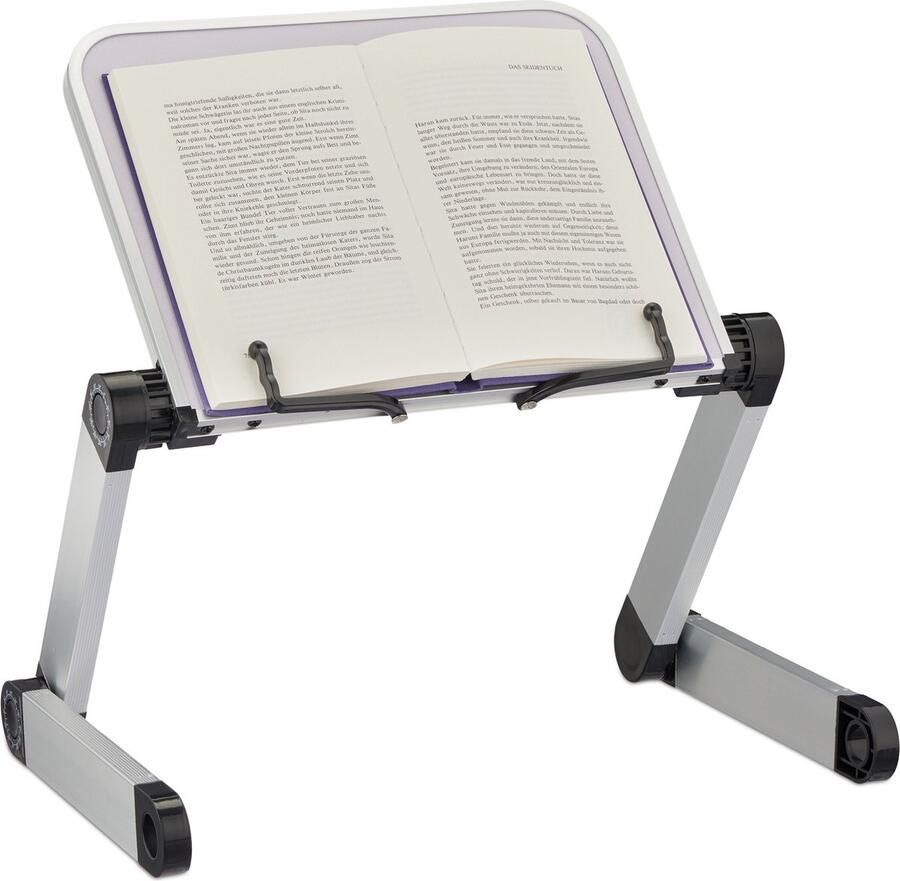 Relaxdays boekenstandaard in hoogte verstelbaar kookboekhouder tablet inklapbaar