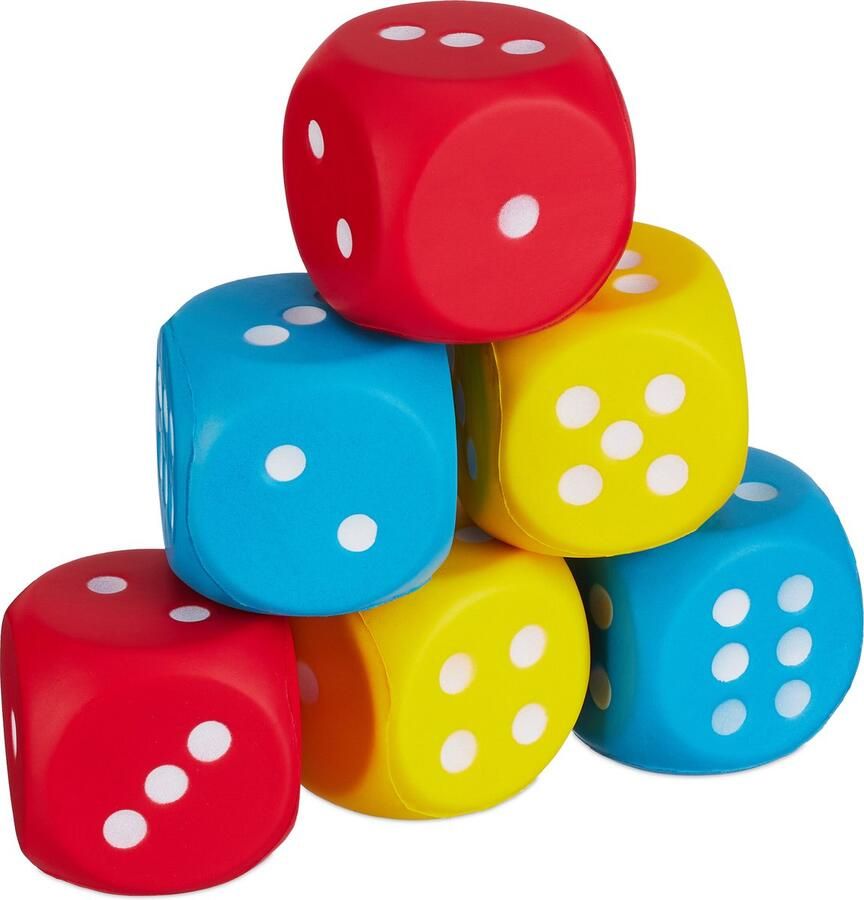 Relaxdays foam dobbelsteen set van 6 gekleurd 1 tot 6 voor school pakjesavond
