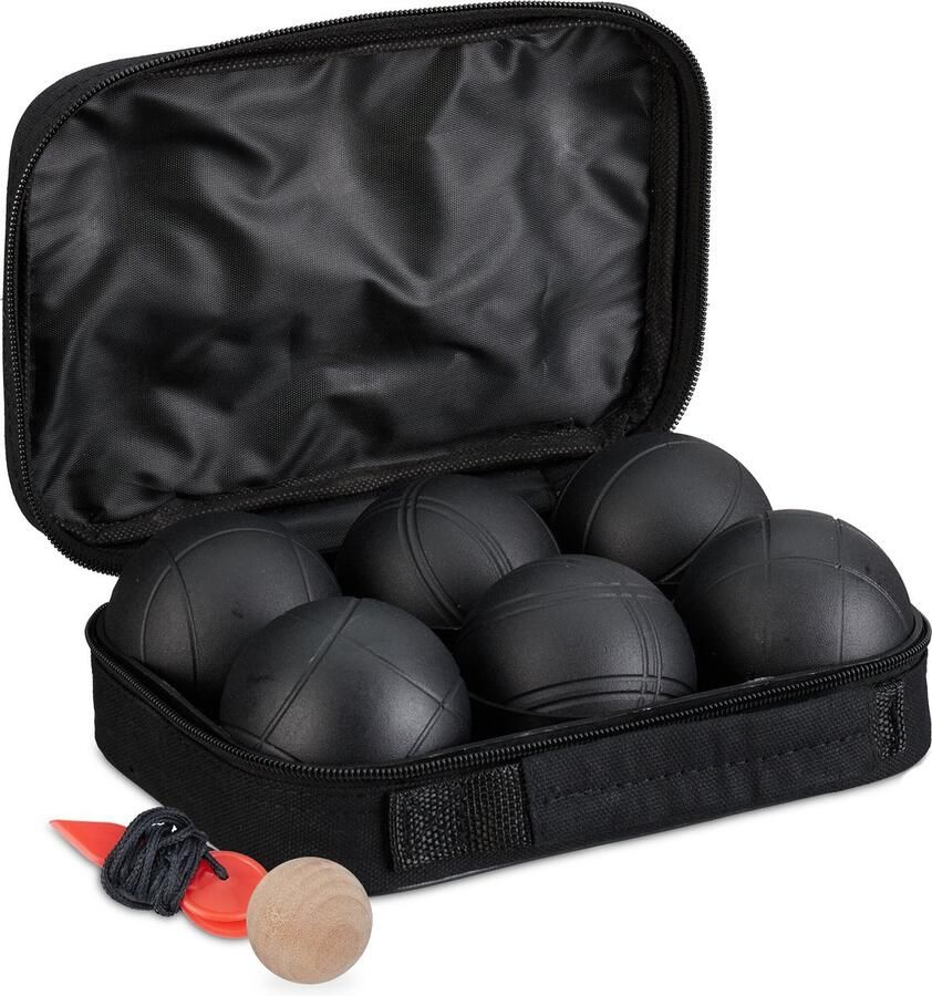 Relaxdays jeu de boules set petanque ballen 6 jeu de boules ballen staal met tasje