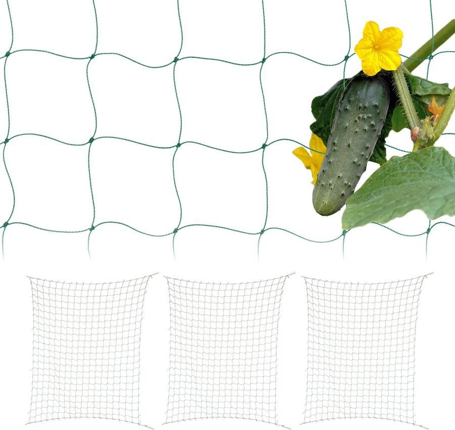 Relaxdays klimnet voor planten set van 4 200 x 250 cm plantengaas brede mazen PE