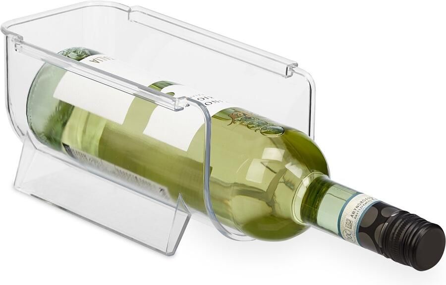 Relaxdays Koelkast organizer fles fleshouder stapelbaar van kunststof doorzichtig