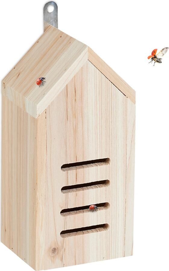 Relaxdays lieveheersbeestjes hotel houten insectenhotel klein lieveheersbeestkastje