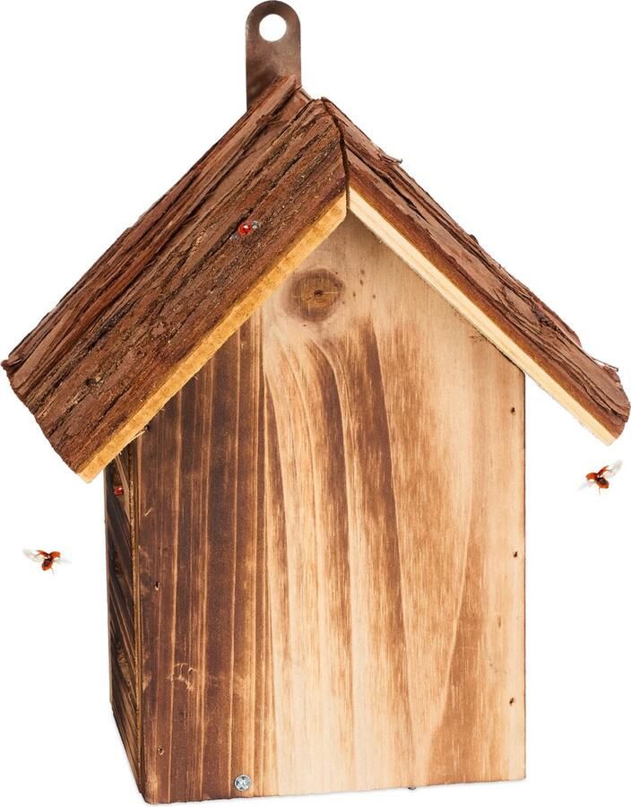 Relaxdays lieveheersbeestjes hotel nestkastje gevlamd insectenhotel weerbestendig