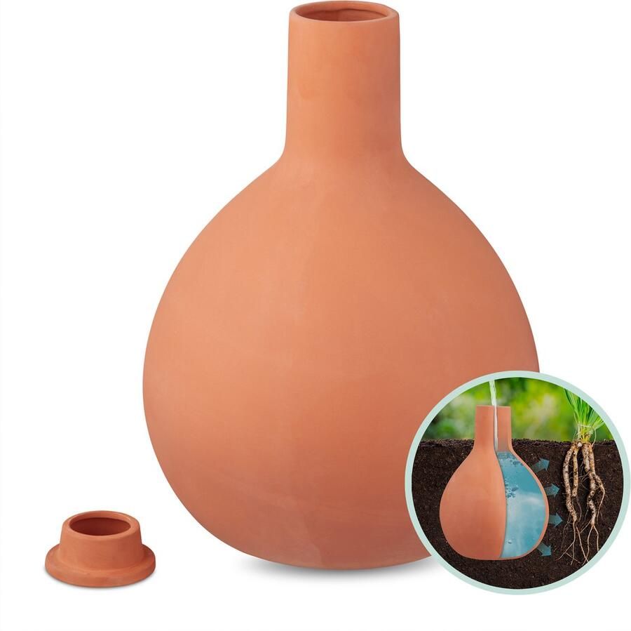 Relaxdays olla irrigatiepot waterdruppelaar bewateringssysteem moestuin keramiek