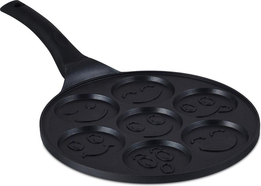 Relaxdays pancake pan gezichtjes inductie pannenkoekenpan anti-aanbaklaag aluminium