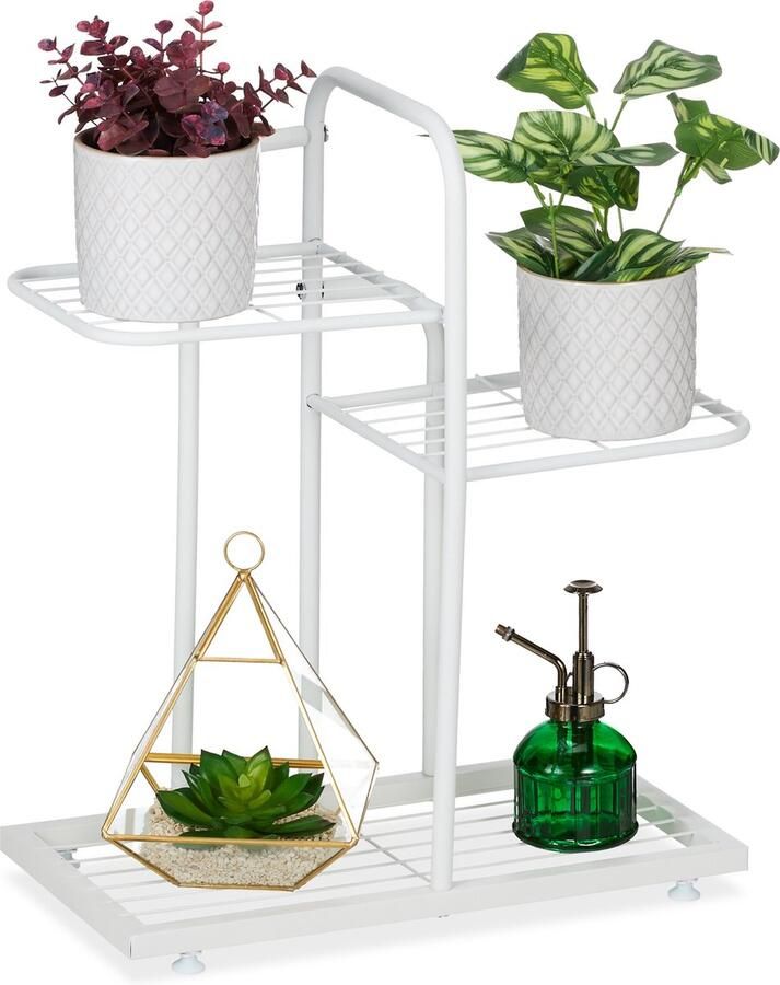 Relaxdays planten etagère 3 etages woonkamer plantenrek binnen staal klein