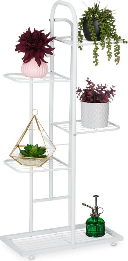 Relaxdays planten etagère 5 etages woonkamer plantenrek staal verstelbare voetjes